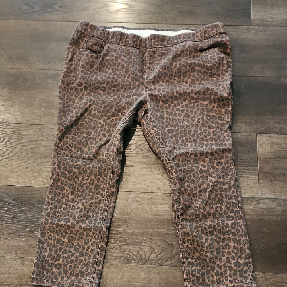 Denim&Co Brown Leopard Print Women's Pants 2XLP